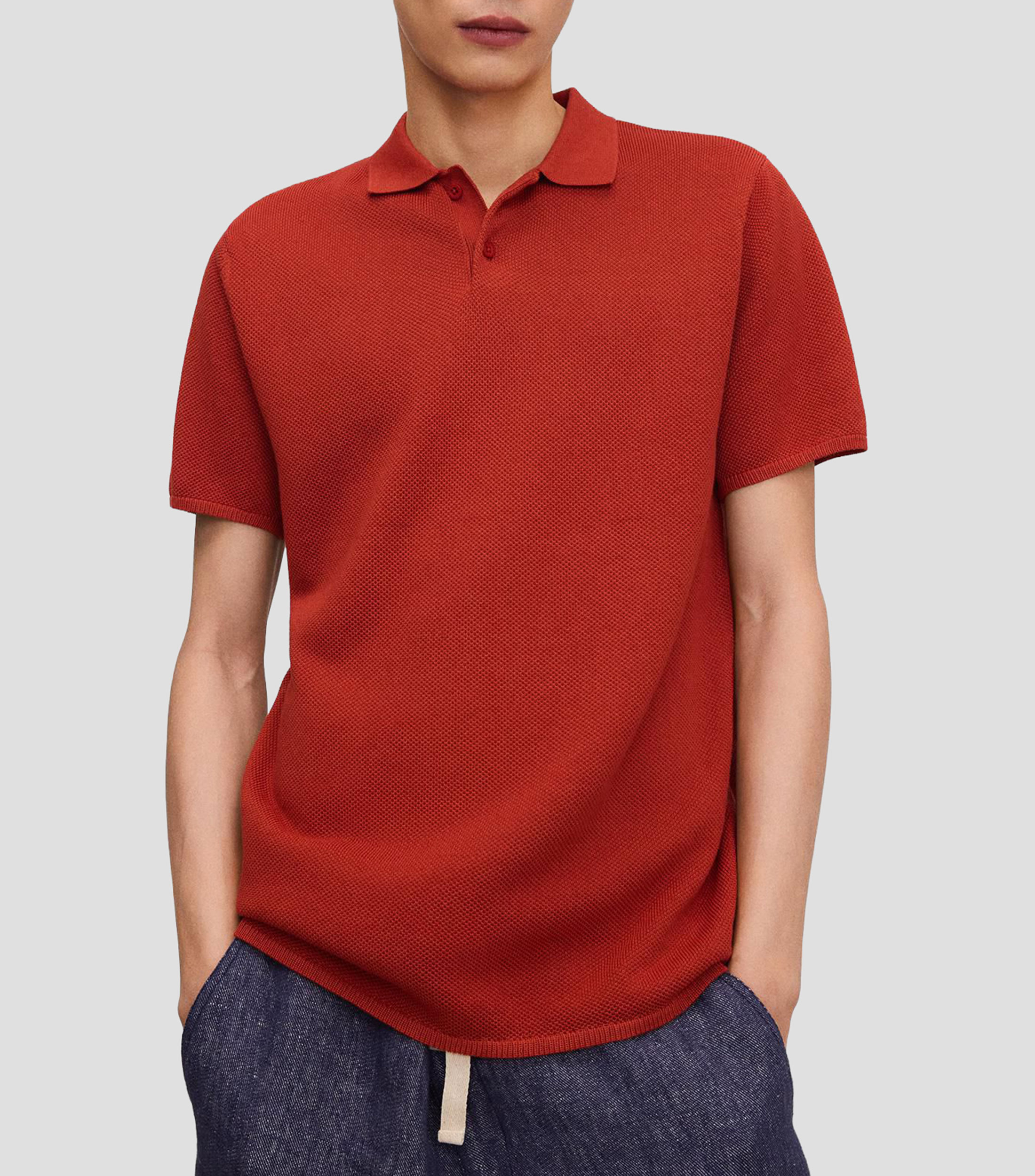 Playera tipo polo con manga corta lisa Hombre